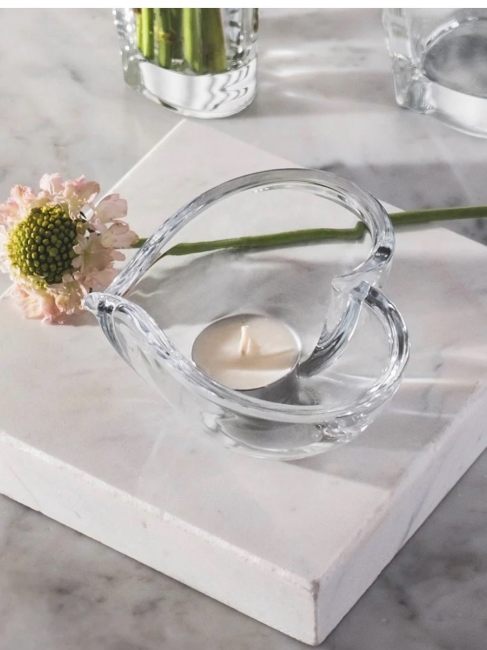Orrefors  Clear Glass Heart Tea Light Votive